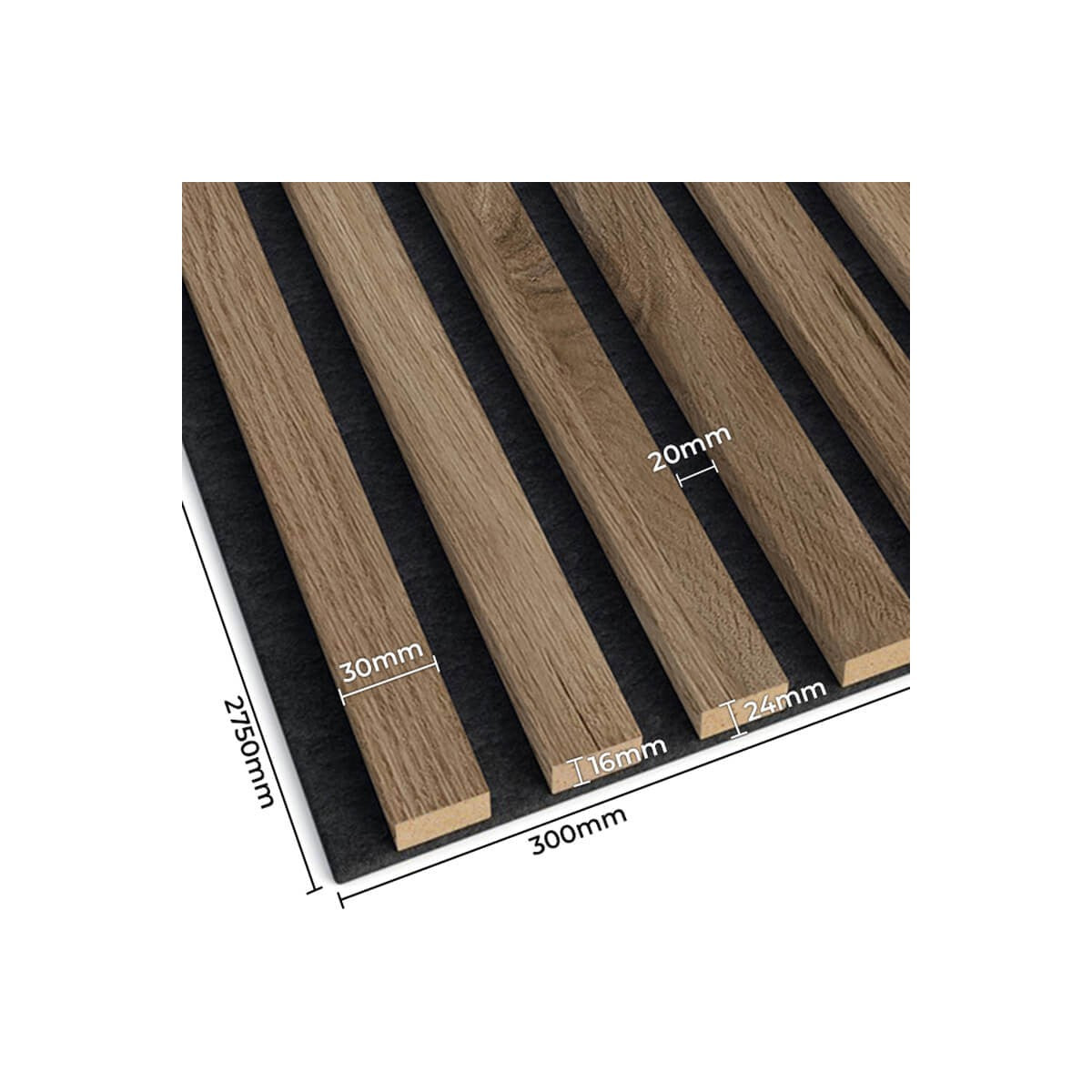 Akustinen seinäpaneeli - Dark Oak 275cm