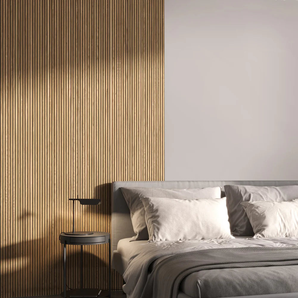 Decorative natural oak veneer 275cm micro slats wall panels