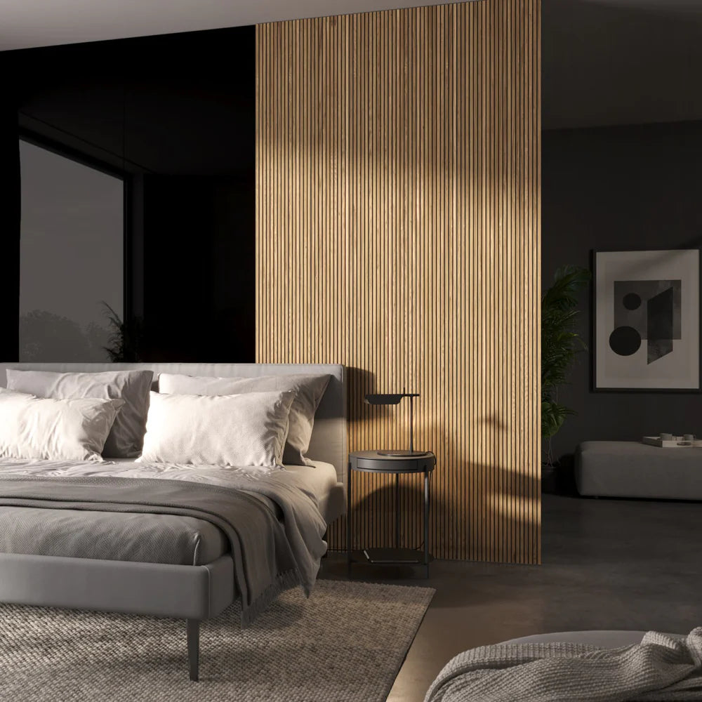 Decorative natural oak veneer 275cm micro slats wall panels