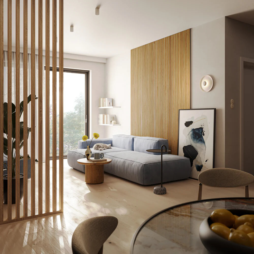 Decorative natural oak veneer 275cm micro slats wall panels