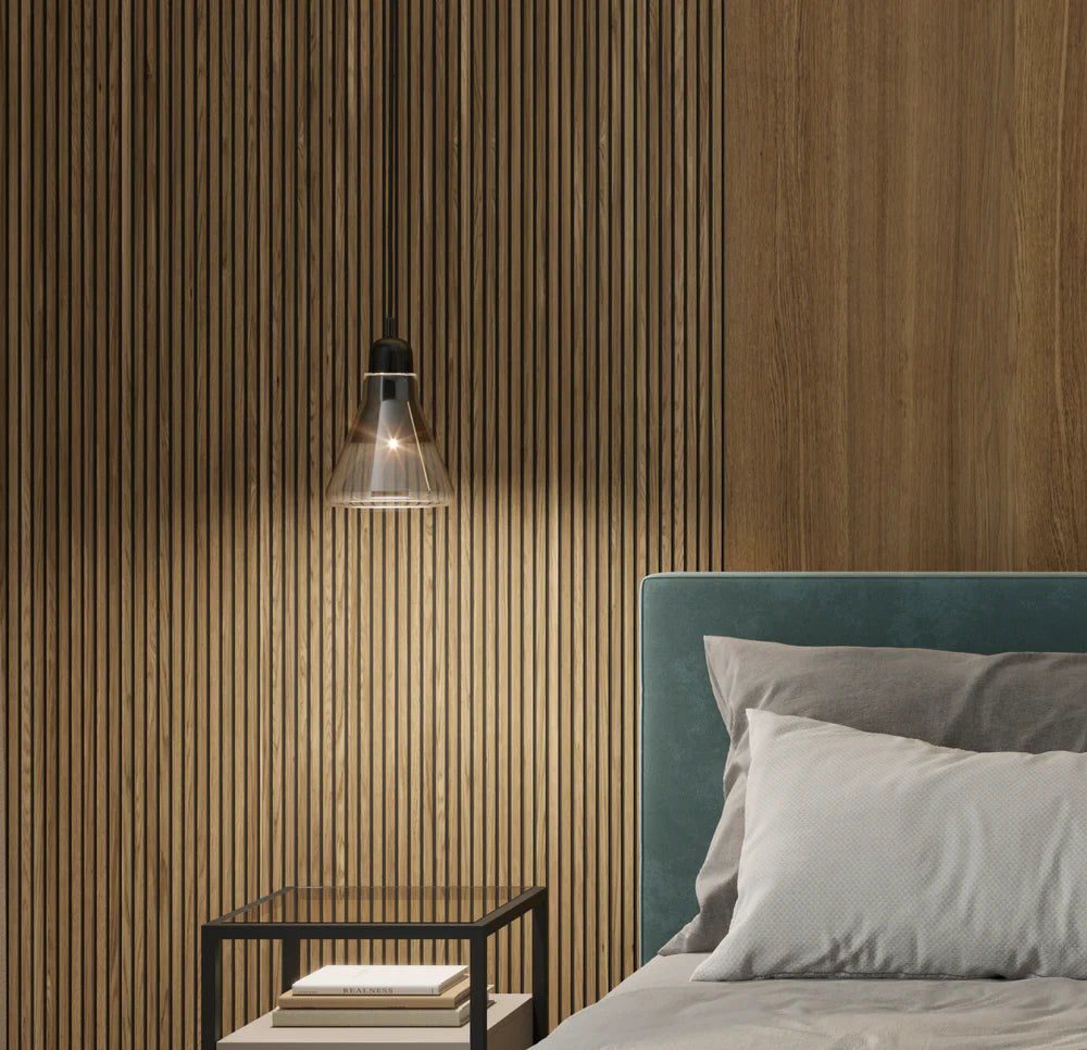 Decorative natural oak veneer 275cm micro slats wall panels